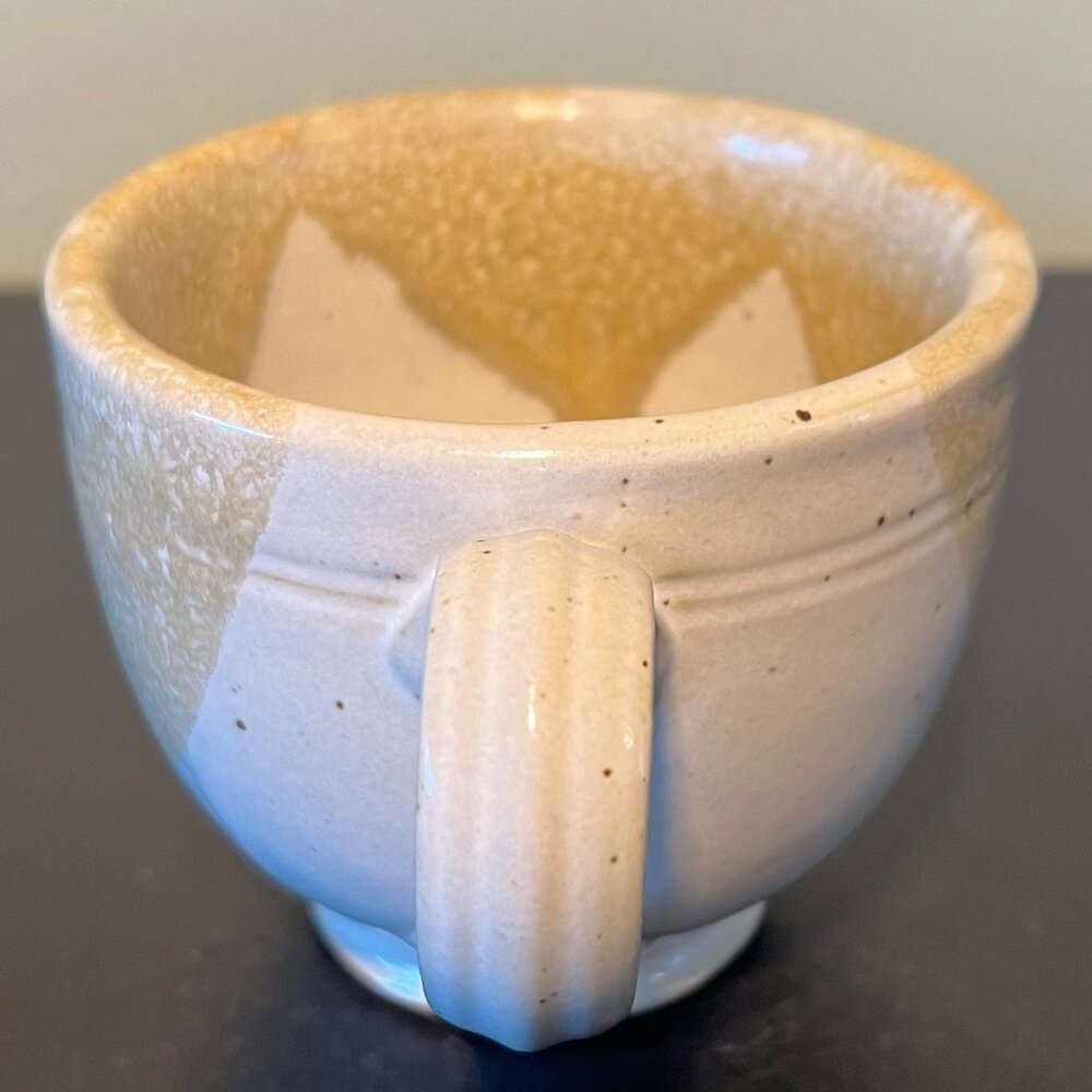Handcrafted Beige Speckled Drip Glazed Earth Tone Studio Art Pottery Cup Mug - Picture 5 of 12